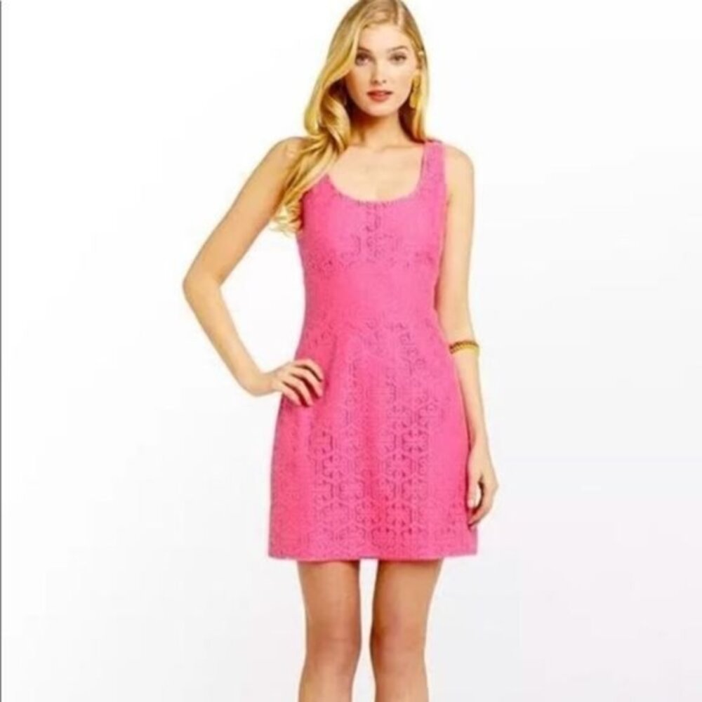 Lilly Pulitzer Lonnie Dress Daisy Lane Lace Fiesta Pink